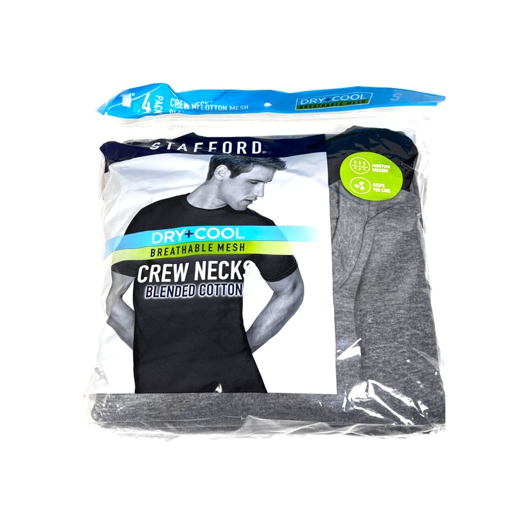 Stafford Dry + Cool Breathable Mesh Crew Necks Blended Cotton Pkg Of 4 Size S #2